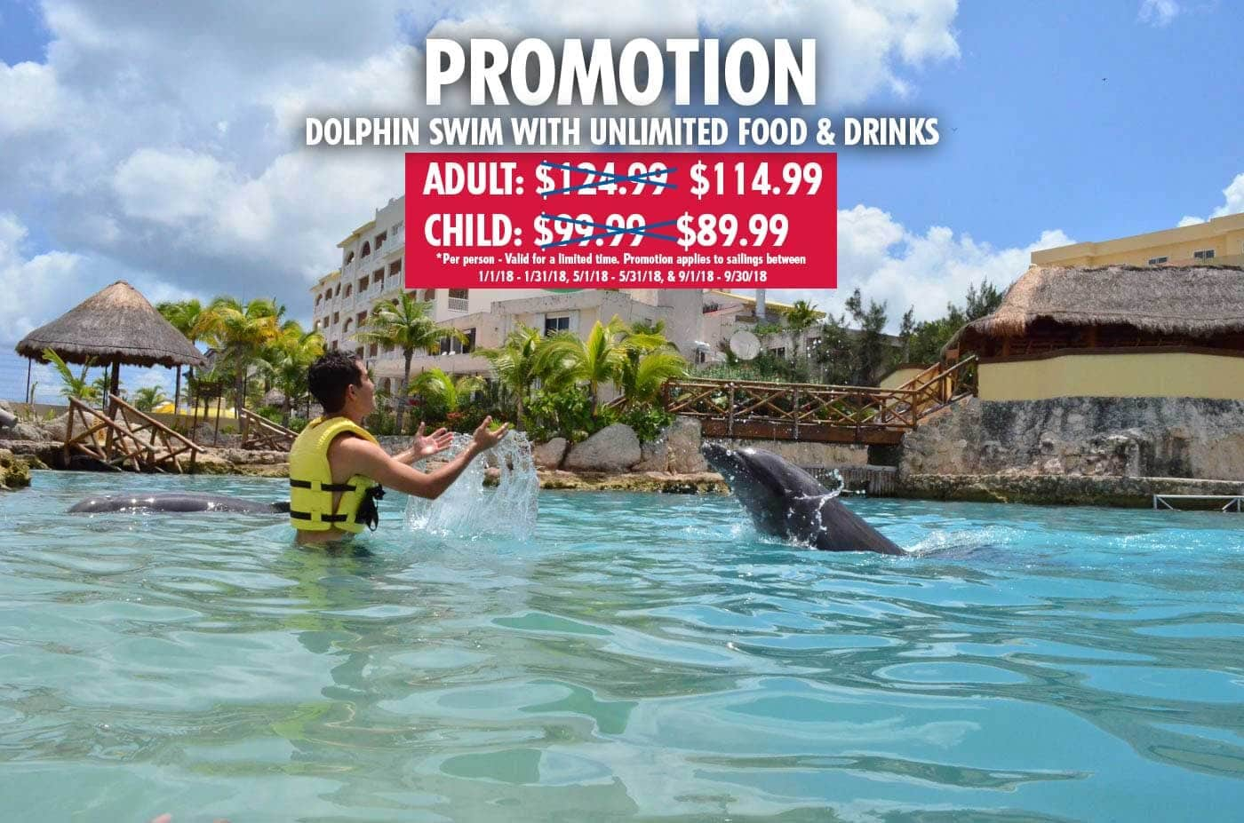 GALVESTON CRUISES : PROMO Dolphin Swim with Unlimited Food and Drin :  Excursions